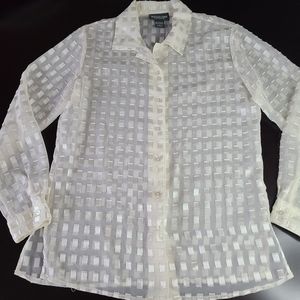 Vintage Notations sheer blouse gold and cream